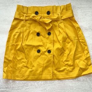 Bershka Gold Pleated Button Mini Skirt